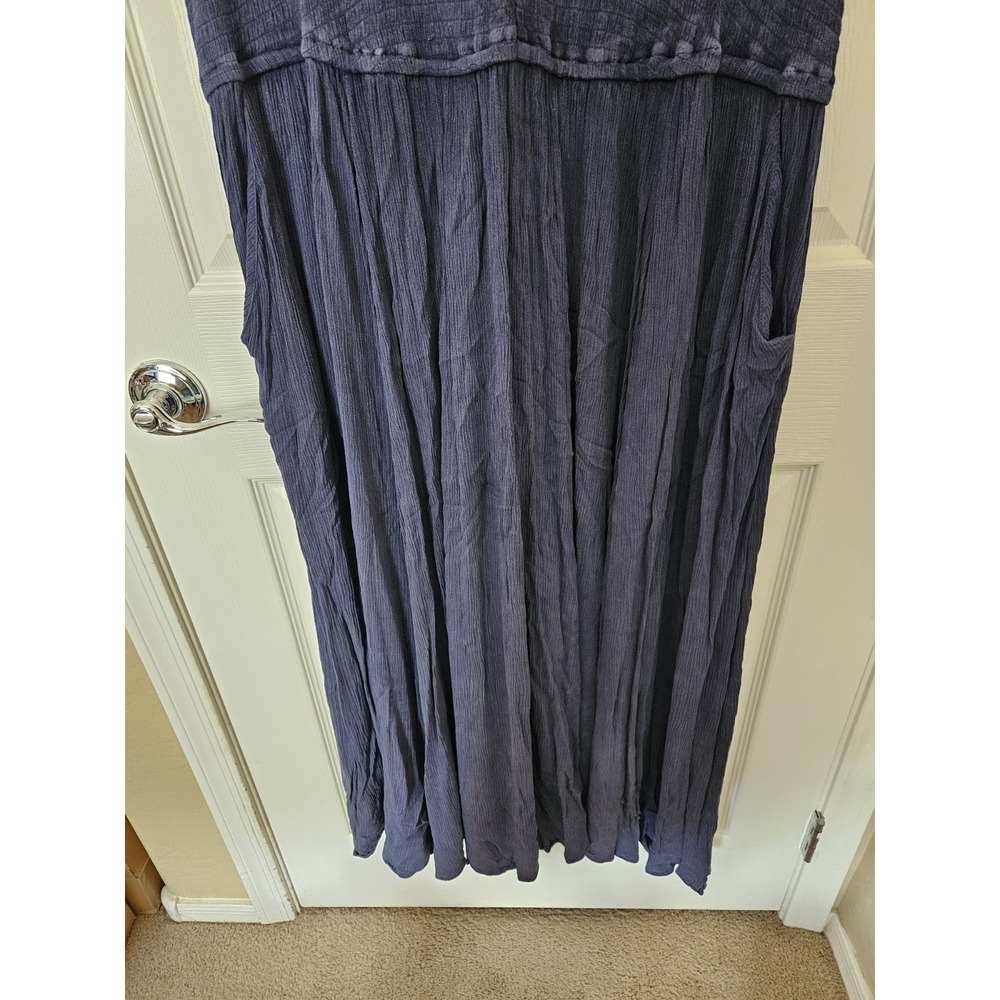 Torrid Blue Smocked Top Short Sleeve Side Pockets Gauze Midi Dress, Plus Sz. 4X - Picture 9 of 12
